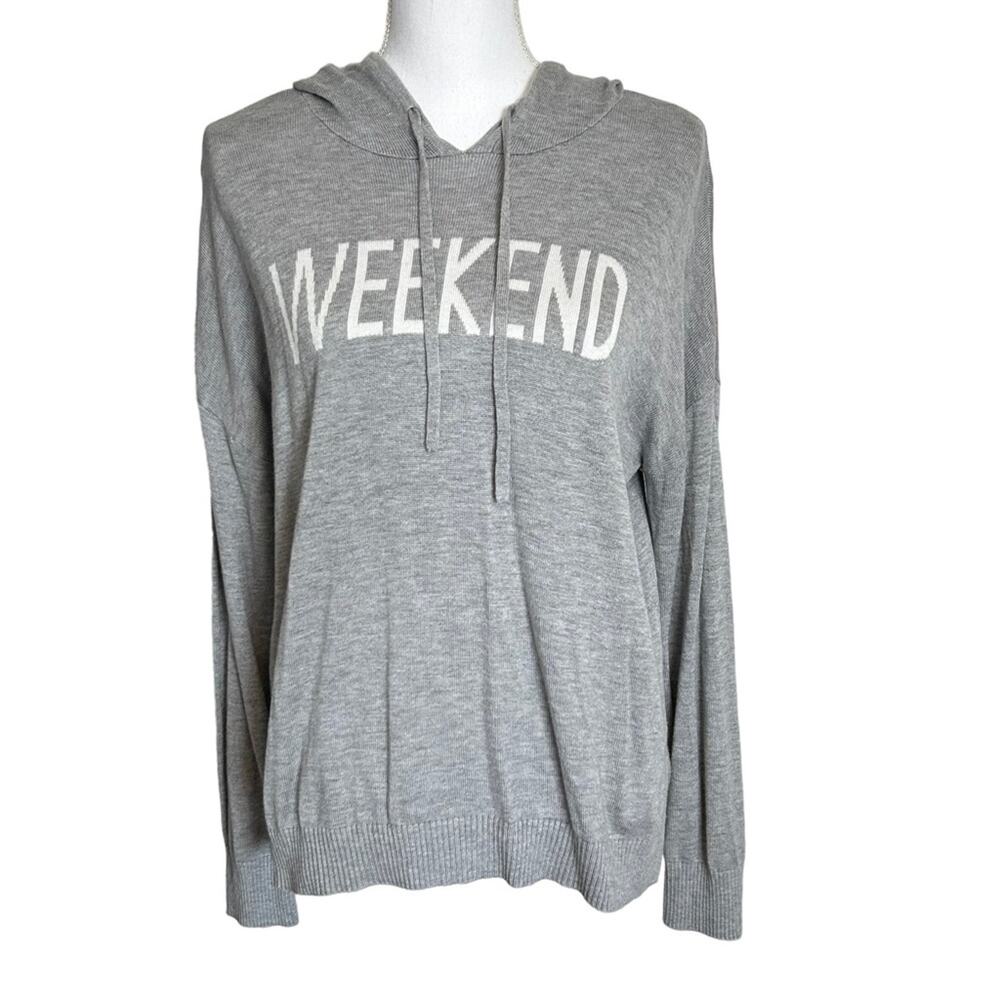 Rachel Zoe Gray Weekend Hoodie Pullover Sweater Cashmere Blend Large